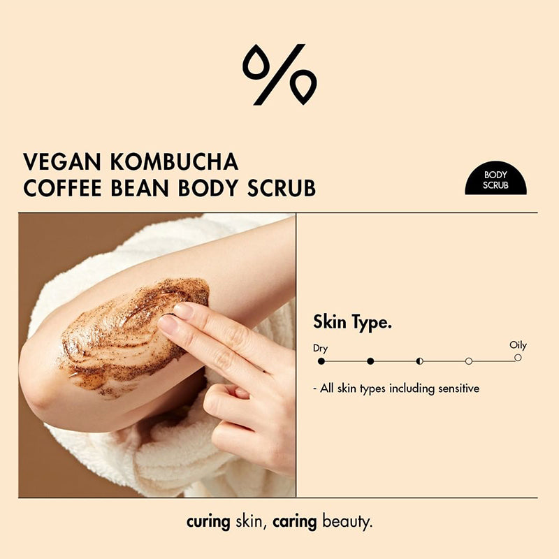 Exfoliante corporal vegano con granos de café y kombucha